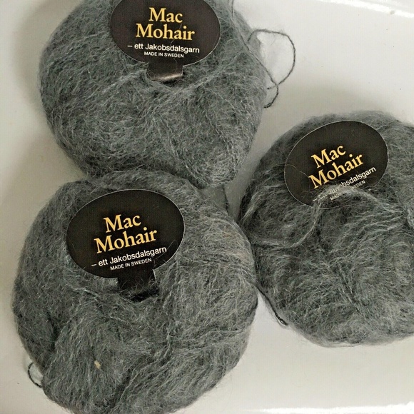 3 Skeins Mac Mohair Blend Yarn Jakobsdalsgarn 40 Grams Each Gray - Picture 1 of 5